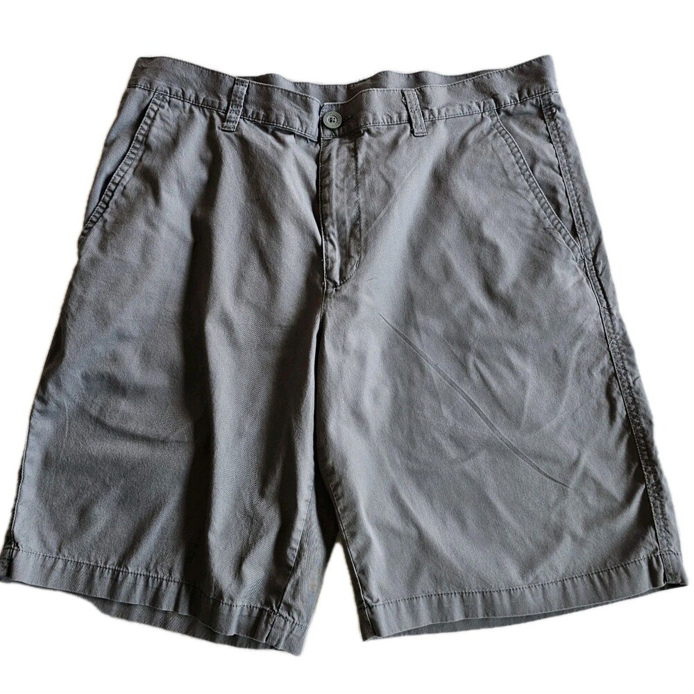 Columbia Men's Chino Gray Shorts Cotton Flat Front 10" Inseam Sz 36